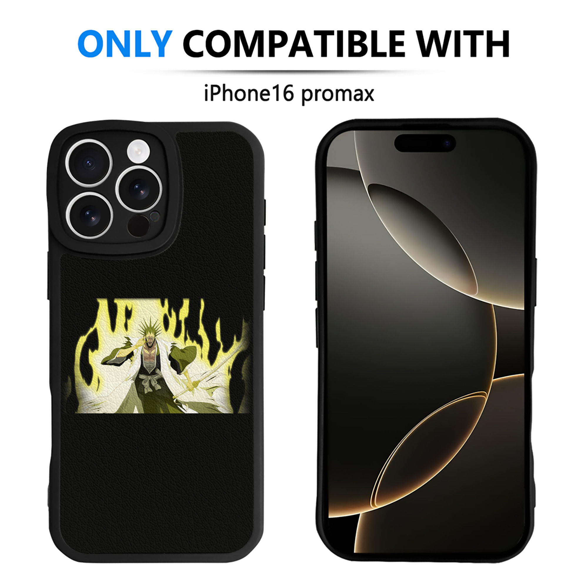 （画像用） ブリーチ ざらき けんぱち BLEACH Zaraki Kenpachi 【iPhone 16シリーズ対応】シリコンスマホケース（レザー調） 材質：シリコン